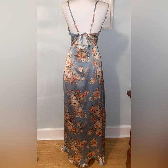 Blue Floral High-Low Formal Dress - Picture 4 of 5